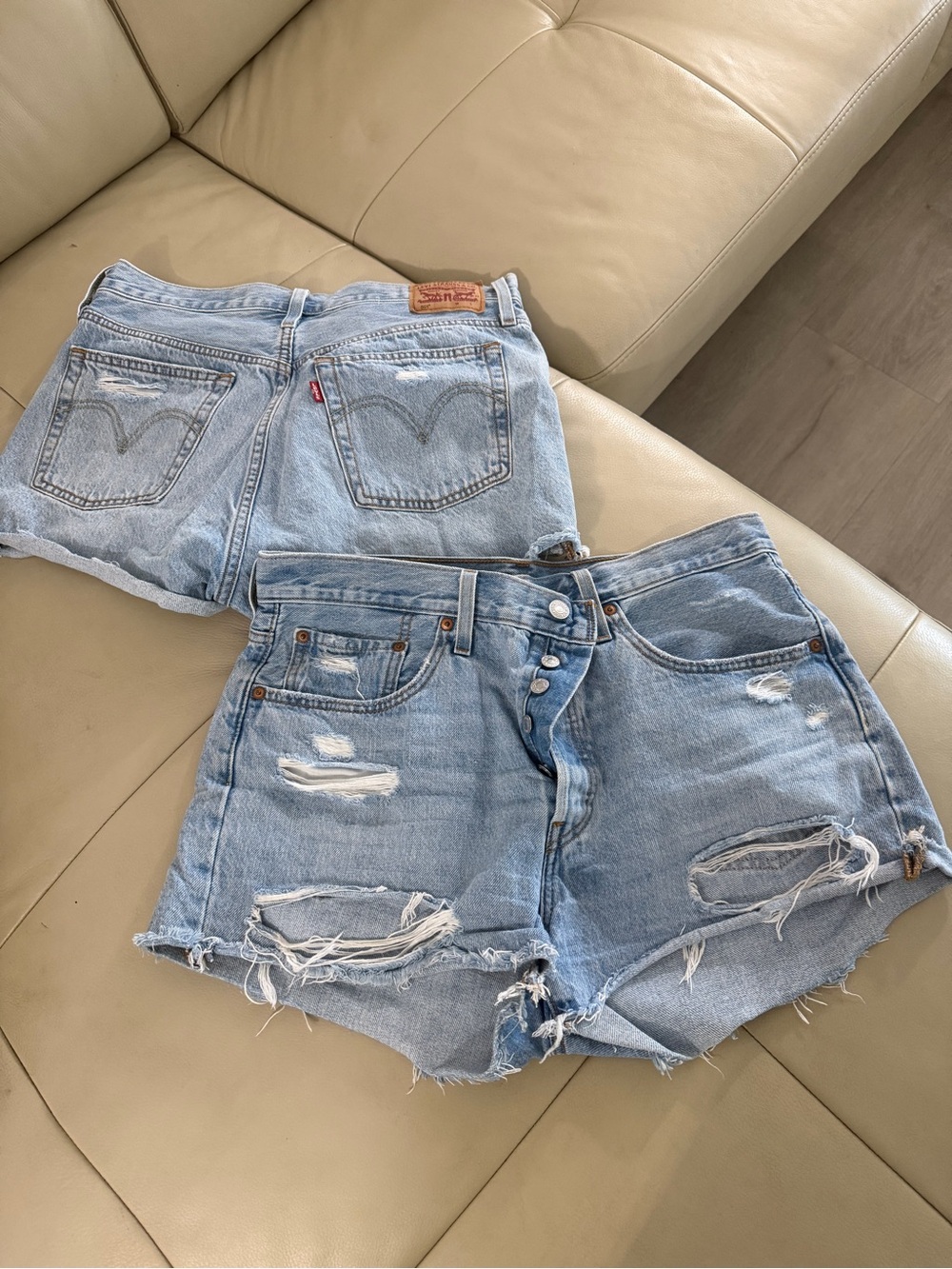Levi's Light Blue Distressed Denim Cutoff Shorts